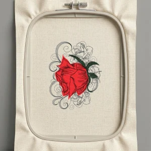 Дизайн машинной вышивки. Роза (Размер 129x166мм). Форматы: DST PES JEF VP3 EXP XXX . Стежков: 23130