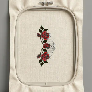 Дизайн машинной вышивки. Роза (Размер 79x176мм). Форматы: DST PES JEF VP3 EXP XXX . Стежков: 30658