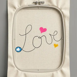 Дизайн машинной вышивки. Любовь (Размер 98x58мм). Форматы: DST PES JEF VP3 EXP XXX . Стежков: 1798