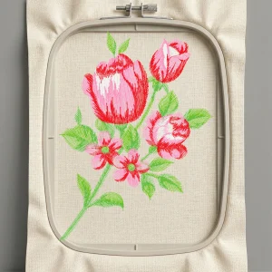 Дизайн машинной вышивки. Роза (Размер 70x95мм). Форматы: DST PES JEF VP3 EXP XXX . Стежков: 6056