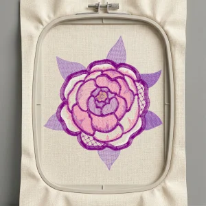 Дизайн машинной вышивки. Роза (Размер 100x114мм). Форматы: DST PES JEF VP3 EXP XXX . Стежков: 14297