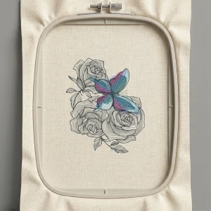 Дизайн машинной вышивки. Роза (Размер 123x149мм). Форматы: DST PES JEF VP3 EXP XXX . Стежков: 19074