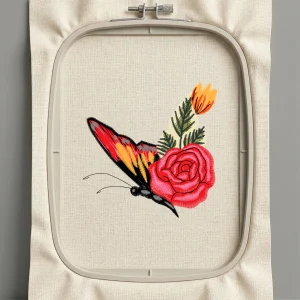 Дизайн машинной вышивки. Роза (Размер 96x97мм). Форматы: DST PES JEF VP3 EXP XXX . Стежков: 11579