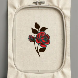 Дизайн машинной вышивки. Роза (Размер 53x83мм). Форматы: DST PES JEF VP3 EXP XXX . Стежков: 9392