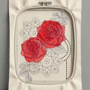 Дизайн машинной вышивки. Роза (Размер 119x172мм). Форматы: DST PES JEF VP3 EXP XXX . Стежков: 31734