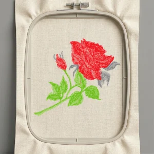 Дизайн машинной вышивки. Роза (Размер 57x51мм). Форматы: DST PES JEF VP3 EXP XXX . Стежков: 4722