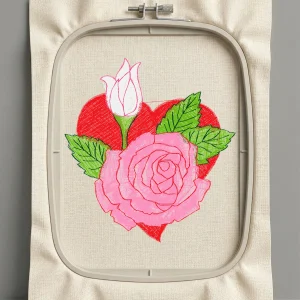 Дизайн машинной вышивки. Роза (Размер 70x76мм). Форматы: DST PES JEF VP3 EXP XXX . Стежков: 11339