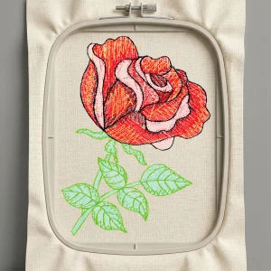 Дизайн машинной вышивки. Роза (Размер 42x57мм). Форматы: DST PES JEF VP3 EXP XXX . Стежков: 6073