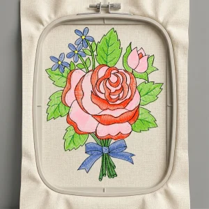 Дизайн машинной вышивки. Роза (Размер 68x88мм). Форматы: DST PES JEF VP3 EXP XXX . Стежков: 11192