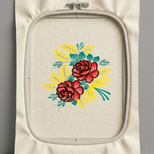 Дизайн машинной вышивки. Роза (Размер 129x130мм). Форматы: DST PES JEF VP3 EXP XXX . Стежков: 29288