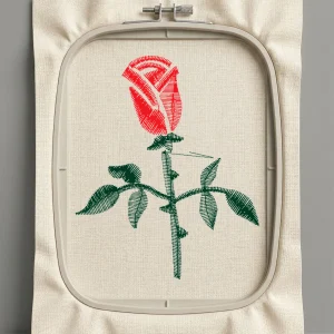 Дизайн машинной вышивки. Роза (Размер 42x51мм). Форматы: DST PES JEF VP3 EXP XXX . Стежков: 1174