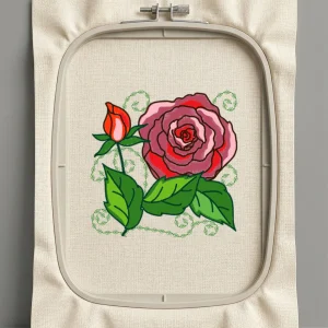 Дизайн машинной вышивки. Роза (Размер 126x127мм). Форматы: DST PES JEF VP3 EXP XXX . Стежков: 31907