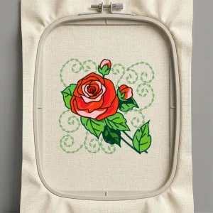 Дизайн машинной вышивки. Роза (Размер 126x125мм). Форматы: DST PES JEF VP3 EXP XXX . Стежков: 27730