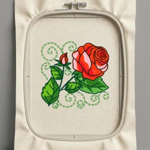 Дизайн машинной вышивки. Роза (Размер 95x94мм). Форматы: DST PES JEF VP3 EXP XXX . Стежков: 21318