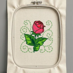 Дизайн машинной вышивки. Роза (Размер 95x95мм). Форматы: DST PES JEF VP3 EXP XXX . Стежков: 15564