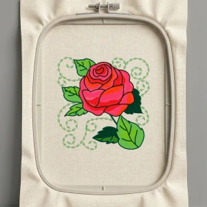 Дизайн машинной вышивки. Роза (Размер 126x127мм). Форматы: DST PES JEF VP3 EXP XXX . Стежков: 27999