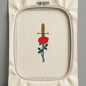 Дизайн машинной вышивки. Роза (Размер 26x85мм). Форматы: DST PES JEF VP3 EXP XXX . Стежков: 5538