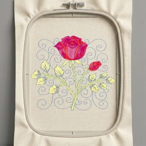 Дизайн машинной вышивки. Роза (Размер 129x113мм). Форматы: DST PES JEF VP3 EXP XXX . Стежков: 18839