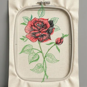 Дизайн машинной вышивки. Роза (Размер 88x138мм). Форматы: DST PES JEF VP3 EXP XXX . Стежков: 7051