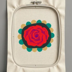 Дизайн машинной вышивки. Роза (Размер 73x64мм). Форматы: DST PES JEF VP3 EXP XXX . Стежков: 15372