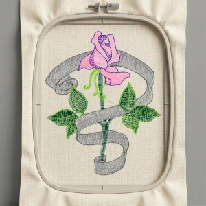 Дизайн машинной вышивки. Роза (Размер 50x64мм). Форматы: DST PES JEF VP3 EXP XXX . Стежков: 5839