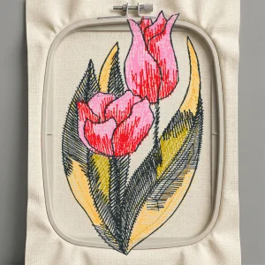 Дизайн машинной вышивки. Роза (Размер 32x55мм). Форматы: DST PES JEF VP3 EXP XXX . Стежков: 2590