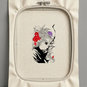 Дизайн машинной вышивки. Роза (Размер 121x200мм). Форматы: DST PES JEF VP3 EXP XXX . Стежков: 26942