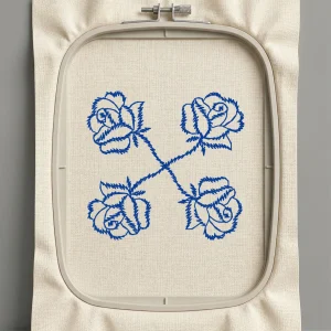 Дизайн машинной вышивки. Роза (Размер 45x42мм). Форматы: DST PES JEF VP3 EXP XXX . Стежков: 1599