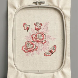 Дизайн машинной вышивки. Роза (Размер 124x125мм). Форматы: DST PES JEF VP3 EXP XXX . Стежков: 12542