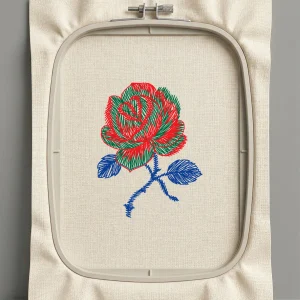 Дизайн машинной вышивки. Роза (Размер 45x58мм). Форматы: DST PES JEF VP3 EXP XXX . Стежков: 2487