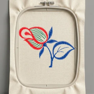 Дизайн машинной вышивки. Роза (Размер 61x44мм). Форматы: DST PES JEF VP3 EXP XXX . Стежков: 1165