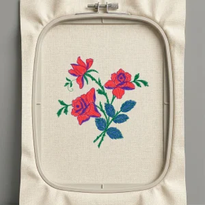 Дизайн машинной вышивки. Роза (Размер 123x124мм). Форматы: DST PES JEF VP3 EXP XXX . Стежков: 11389