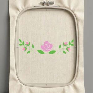 Дизайн машинной вышивки. Роза (Размер 129x35мм). Форматы: DST PES JEF VP3 EXP XXX . Стежков: 3579